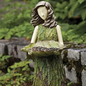 Statue de jardin extérieur cour pelouse décoration <span class=keywords><strong>conte</strong></span> de fées forêt fille mangeoire à oiseaux résine artisanat décoration - Product Image 4