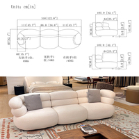 Ensemble de meubles de salon de luxe américain, canapé modulaire sectionnel avec coin incurvé en bouclette pour la décoration de maison haut de gamme