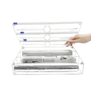 OEM personalizado transparente acrílico rectángulo cocina plástico envoltura dispensador de papel de aluminio cortador de papel de aluminio con embalaje de cartón - Product Image 5