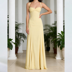 Abito lungo elegante <span class=keywords><strong>da</strong></span> sera con <span class=keywords><strong>scollo</strong></span> a cuore, spalline incrociate regolabili e <span class=keywords><strong>schiena</strong></span> allacciata, linea ad A fluida, per vendita all'ingrosso - Product Image 1