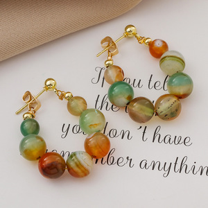 <span class=keywords><strong>Boucles</strong></span> <span class=keywords><strong>d</strong></span>'<span class=keywords><strong>oreilles</strong></span> en cuivre style vintage avec perles de pierres naturelles colorées, nouvelle collection 2023, style chinois, luxe léger, minimaliste, haut de gamme, élégantes, à clous - Product Image 1