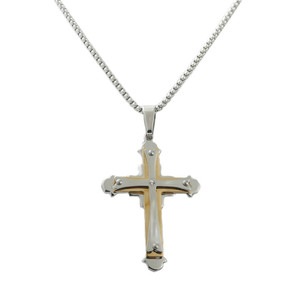 Men's Stainless Steel <b>Cross</b> Pendant Necklace Geometric Design Punk Retro Style 120176 - Product Image 3