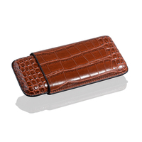 Étui à cigares en cuir de voyage couleur marron fait à la main étui à cigares en cuir Croco 3 CT avec coupe-cigare