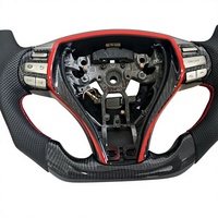 Volant en fibre de carbone avec écran LED, surpiqûres rouges, cuir perforé pour un design sportif pour Nissan Altima - Universel