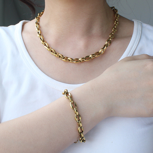 Nouveau Collier Chaîne Grains <span class=keywords><strong>de</strong></span> <span class=keywords><strong>Café</strong></span> en Acier Inoxydable Plaqué <span class=keywords><strong>Or</strong></span> 18K pour Hommes et Femmes, Bijoux Géométriques, Cadeaux - Product Image 5
