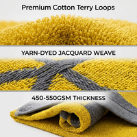 Luxury 100% Cotton Yarn Dyed Jacquard Beach Towel, Oversized Bath Sheet 90x180cm, 550GSM Plush Travel Spa Yoga Towel