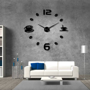 Tazze di caffè Decorative 3D Art DIY Wall Sticker Watch grande soggiorno orologio a specchio acrilico - Product Image 1