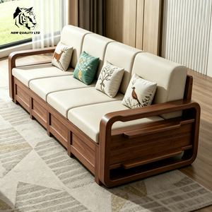 chinese factory good price customizable <b>large</b> stock ready to ship new design fabric sofa living room furniture wood storage sofa - Product Image 6