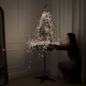 Sapin de Noël pliable de haute qualité de 4 à 7 pieds avec lumières et décorations, design pop-up pour une ambiance festive - Product Image 3