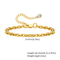 Bracelet Chaîne d'Angle Géométrique Tendance en Acier Inoxydable Plaqué Or, Simple et Élégant, Accessoire Anniversaire Femme HXYD BR-1654