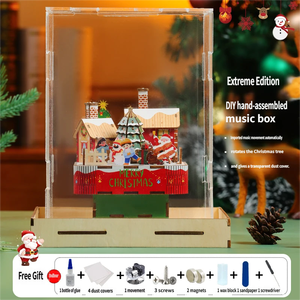 Caja de Música de Madera para Ensamblar a Mano, Modelo de Adorno, Moderno y Divertido, para Árbol de Navidad, Ecológico, Idea de Regalo Creativa - Product Image 4