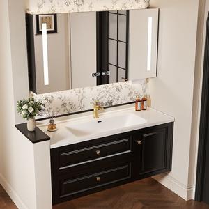 जिंगशुन विंटेज काले वैनिटी बाथरूम कैबिनेट पूरे घर अनुकूलन बेसिन धोने की मेज भंडारण फर्नीचर को इकट्ठा करने के लिए तैयार - Product Image 3