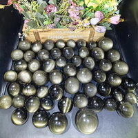 Prix d'usine, sphère de cristal, pierre naturelle de guérison, boule d'obsidienne dorée pour la décoration de la maison