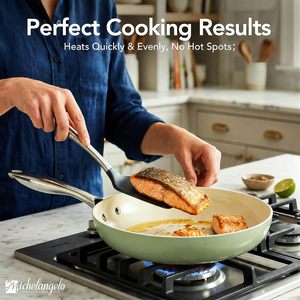 Modern Cooking Pots& <b>Pans</b> Glass <b>Lids</b> Stainless Steel Handles 8 Piece Utensils Included Green Ceramic Non-Stick Cookware Set - Product Image 6