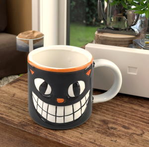 Taza de Cerámica con Gato Negro de Halloween, Taza de Café con Gato de Cheshire en Relieve 3D, Taza de Té Espeluznante para Regalo de Fiesta, Taza de Cerámica Novedosa - Product Image 2