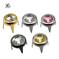 Kancing jepret magnetik Kustom Pabrik berlian imitasi paku keling bentuk bunga seng Aloi cakar kristal kancing sepatu kulit tas pakaian