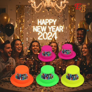72pcs/CS Happy New Year Chapeaux de fête à rayures en PVC pour les célébrations de Noël - Product Image 3