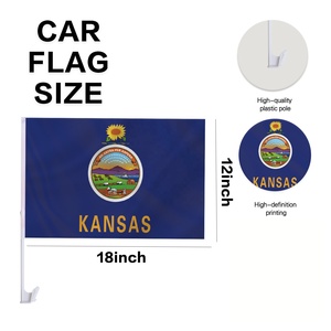 Bandera Personalizada para Ventana de Auto de Kansas, 12x18 Pulgadas, Doble Cara, Poliéster, Bandera del Estado Sunflower con Clip y Asta para Deportes - Product Image 2