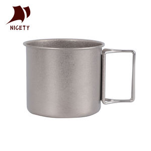 390ml 450ml Gelas Minum <span class=keywords><strong>Titanium</strong></span> Ringan Peralatan Minum <span class=keywords><strong>Titanium</strong></span> dengan Pegangan Lipat - Product Image 1