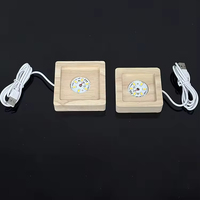 Base lumineuse carrée en bois personnalisée en gros pour cube de cristal de 5x5x5cm et 6x6x6cm
