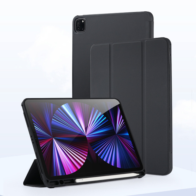 Suitable for iPad Pro 11 with pencil slot,  9.7-inch tri-fold solid color tablet case