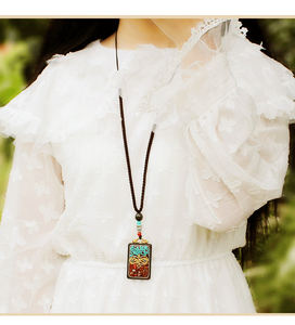 Vintage Nepal Lange Boeddhistische Mala Hout Kralen Accessoires Etnische Bohemian Bohemen Boeddha Lucky Hanger & Ketting Voor Vrouwen Mannen - Product Image 4