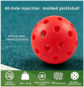 Balles de pickleball d'extérieur à 40 trous moulées par injection, durables en TPE, approuvées USAPA, logo personnalisable, pour entraînement professionnel - Product Image 2