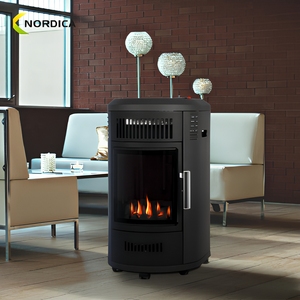 Stylish Black Portable Gas Heater with Battery Ignition for Bedroom & Living Room Use Nordica Brand Dual Airflow Safety Shut Off - Product Image 1