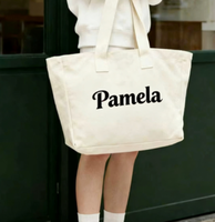 Sacs fourre-tout surdimensionnés avec logo personnalisé, en toile de coton, réutilisables, durables, grands sacs de courses, sacs sportifs pour le yoga et le pilates