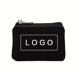 Monedero de Lona de Algodón con Logotipo Personalizado, Bolsa Pequeña de Tela con Cierre de Cremallera, Cartera Corta Antirrobo - Product Image 2