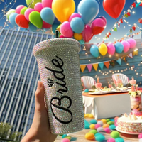 Gobelet isotherme en acier inoxydable 500 ml avec strass, anti-fuite, pour cadeaux 2026 Las Vegas Kansas City, idéal pour les fêtes, petite quantité minimale de commande personnalisable