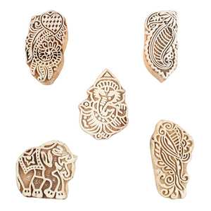 Bloques de madera florales hechos a mano para artesanía mayorista bloques de madera para impresión - Product Image 3