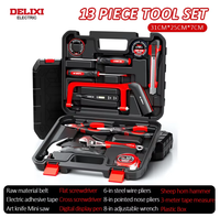 Promotion Spéciale Coffret d'Outils Robuste Multi-Pièces Familial de 13 Pièces, Comprenant un Stylo Testeur, une Clé, un Marteau et des Vis d'Expansion
