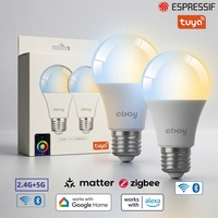 Bombilla LED Inteligente WiFi Tuya, Cambio de Color, Regulable, Control por Voz, Iluminación Decorativa para el Hogar, RGB Inalámbrica con Control Remoto