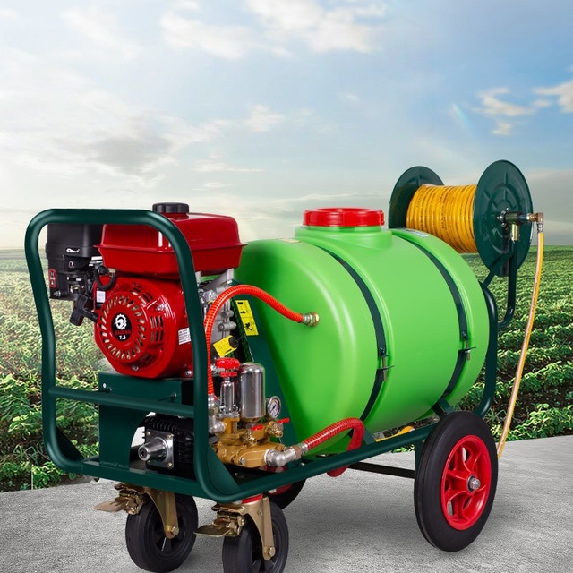 Heavy Duty Gasoline Engine Power Sprayer 100L Large Capacity High Pressure Mist Blower Agricultural Trolley