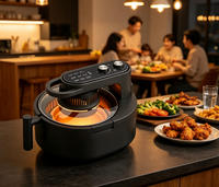 Penggorengan Udara Digital Pintar 5L dengan Jendela Observasi, Oven Listrik Stainless Steel Bebas Minyak untuk Memanggang di Rumah