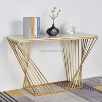 Meuble de console minimaliste de luxe en acier inoxydable doré, rectangulaire, en marbre, pour entrée, hôtel, villa, salon, couloir