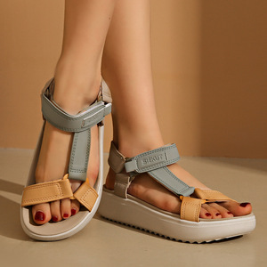 Women Thick-soled Color Block Platform Casual <b>Sandals</b> Summer New Large Beach <b>Sandals</b> - Product Image 2