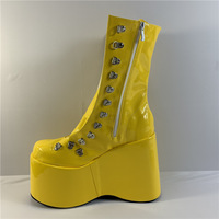 Chaussures à talons hauts pour femmes, décontractées, plates, imperméables, à plateforme, couleur unie, bout rond, tendance