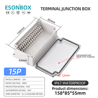 Boîtier électrique avec barrette de jonction 12 voies, boîte de jonction étanche en ABS avec joint d'étanchéité pour éclairage de jardin DIY