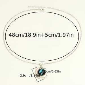 Nouveau lumineux 12 zodiaque en acier inoxydable collier rétro lune pendentif perlé diamant perle fêtes anniversaires fête des pères cadeau - Product Image 2