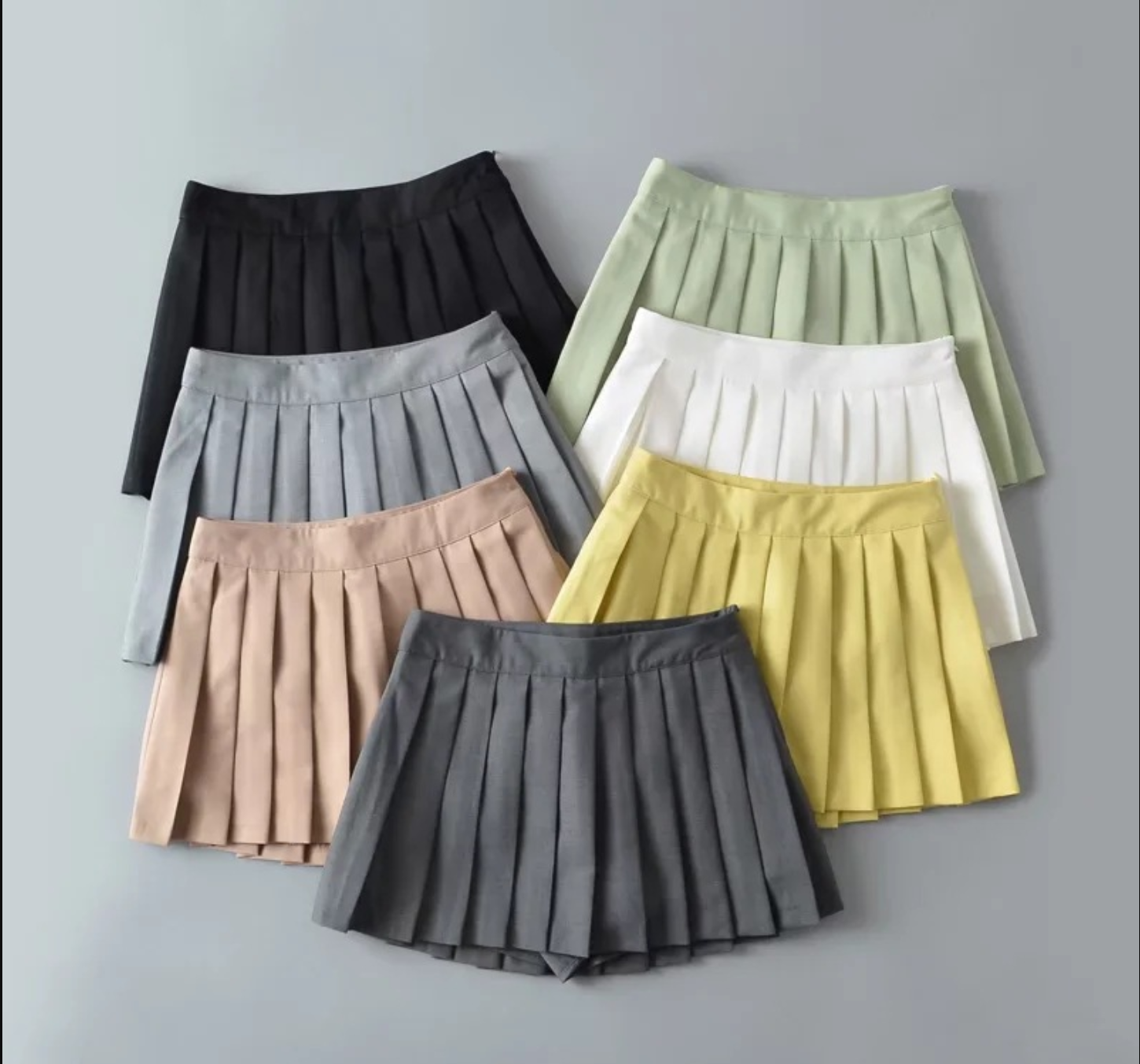 2022 Summer Academy Style Anti going A-line Short Skirt Women's Mid rise Half length Skirt Front Short Back Long Pleated Skirt