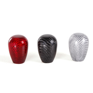 Accessoires décoratifs universels pour voiture, pommeau de levier de vitesse en fibre de carbone, forme ronde, avec adaptateur pour voiture - Product Image 1