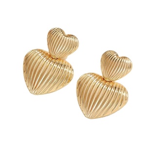 Jingciren Boutique European and American personality striped love earrings cold wind metal earrings temperament fashion high-end - Product Image 5