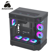 AntarcChill Black Steel Full Tower ATX Gaming Chassis with Panoramic Glass Side Panel 360mm Liquid Cooling USB3.0 Type-C Ports