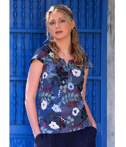 Top de Alta Calidad para Mujer, 100% Algodón, Diseño Elegante con Escote Redondo y Mangas Cortas, Moda Diaria - Product Image 1