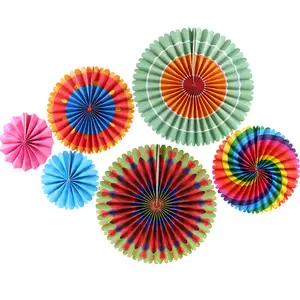 便宜的价格 8 “10” 16 “混合尺寸紫色/绿色/浅蓝色/粉红色设置挂用于婚礼派对装饰的纸扇