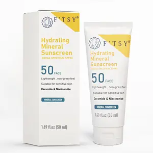 Protetor solar mineral 100% mineral FPS 50 Creme solar diário sem óleo Protetor solar facial resistente a água Óxido de zinco para pele sensível