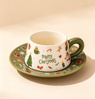Ensemble tasse à café et soucoupe en céramique de Noël avec cuillère, mug en porcelaine Joyeux Noël, cadeau de fête pour la maison et le thé de l'après-midi