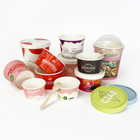 Oem odm conception personnalisée 3 oz 4 oz conteneur de crème glacée congelée yaourt gelato dessert yaourt gobelet en papier avec cuillère et couvercle en dôme